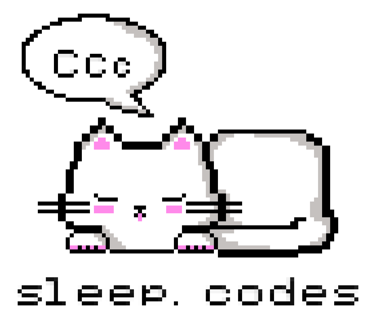 sleepCodes logo: a pixel-art cat asleep
